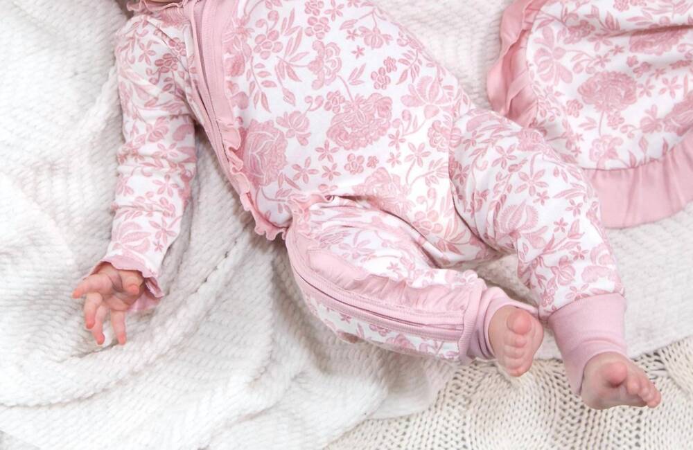 NEW TESA BABE girl's embroidery zippered romper in pink